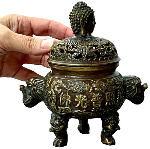 Buddhist bronze censer incense - censer,