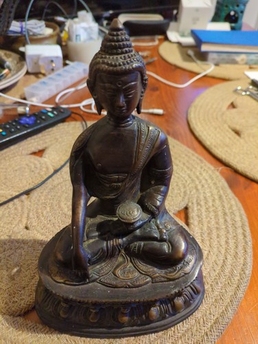 Old bronze buddha inches - bronze,