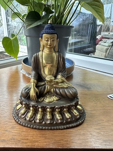 Chinese bronze buddha with - chinese,