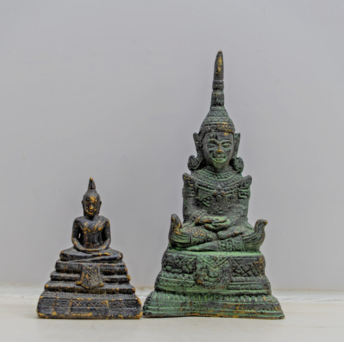 Two antique bronze buddha - two,